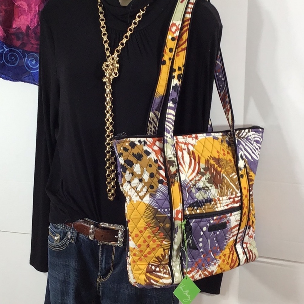 Vera Bradley Villager painted feathers tote bag NWT